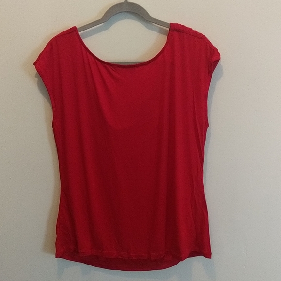 The Limited Red Asymmetrical Twist Neck Top - Picture 6 of 6